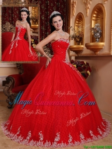 Popular Ball Gown Strapless Quinceanera Dresses with Appliques