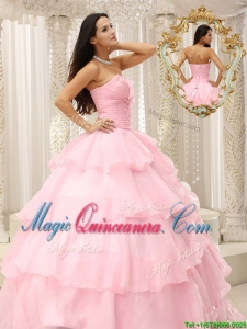Popular Beading and Ruffles Baby Pink Quinceanera Dresses