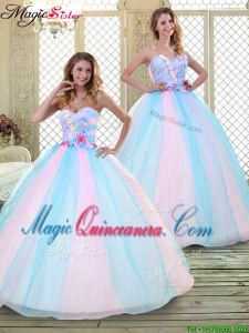 2016 Sweetheart Quinceanera Dresses with Hand Made Flowers
