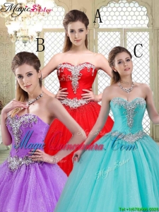 Elegant Sweetheart Brush Train Quinceanera Dresses with Beading