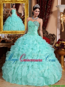 Exquisite Beading and Ruffles Quinceanera Dresses in Apple Green