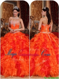 Exquisite Orange Quinceanera Gowns with Appliques and Beading