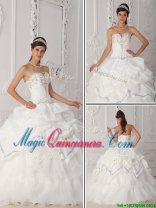 Exquisite White Sweetheart Quinceanera Gowns with Beading