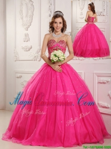 Hot Sale Hot Pink A Line Sweetheart Floor Length Quinceanera Dresses