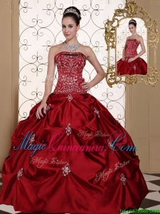 Hot Sale Pick Ups Strapless Fashionable Quinceanera Dresses in Wine Red