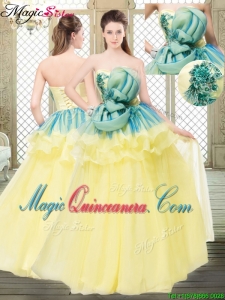 Perfect A Line Strapless Quinceanera Dresses with Bowknot and Ruffles