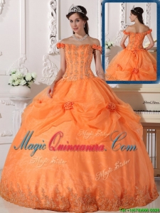 Best Off The Shoulder Fashionable Quinceanera Dresses with Appliques and Hand Made Flowers