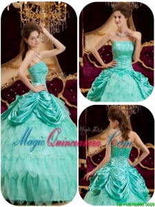 Cheap Ball Gown Strapless Ruffles Quinceanera Dresses for 2016