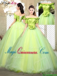 Cheap Off the Shoulder Quinceanera Dresses with Hand Made Flowers