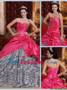 Elegant Ball Gown Hot Pink Quinceanera Gowns with Beading