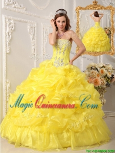 Elegant Ball Gown Strapless Floor Length Quinceanera Dresses