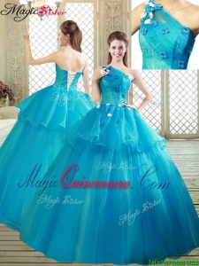 Popular One Shoulder Quinceanera Dresses with Ruffles and Appliques