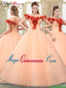 Pretty Off the Shoulder Quinceanera Dresses with Hand Made Flowers