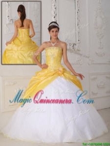 Romantic Ball Gown Appliques and Hand Made Flower Quinceanera Dresses