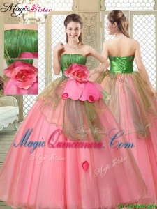 The Most Popular Strapless Quinceanera Dresses with Hand Made Flowers