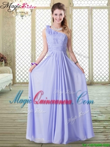 Lovely Empire One Shoulder Dama Dresses in Lavender