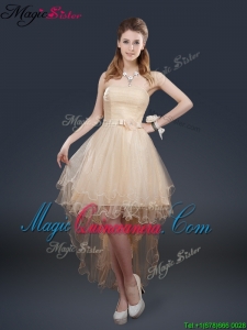 Pretty 2016 High Low Dama Dresses with Belt for Fall