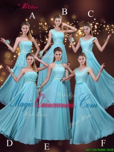2016 Cheap Empire Aqua Blue Dama Dresses