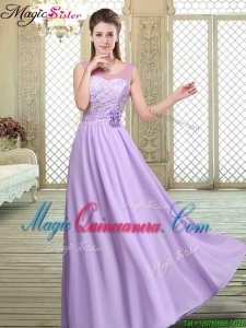 Discount Scoop Lace Dama Dresses in Lavender