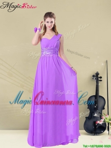 Fall Pretty One Shoulder Empire Ruching Dama Dresses