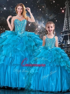 New Arrivals Sweetheart Princesita with Quinceanera Dresses with Beading in Teal