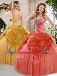 Couture Floor Length Beading and Paillette Quinceanera Gowns for Winter