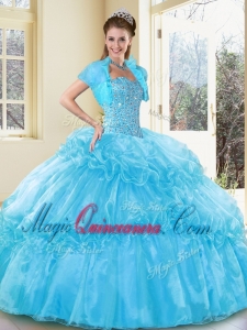 Cute Quinceanera Dresses Aqua Blue Sweet 16 Gowns with Beading and Ruffled Layers
