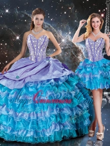 Luxurious Sweetheart Detachable Quinceanera Dresses with Beading and Ruffled Layers