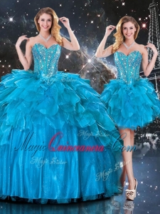 New Arrivals Detachable Sweetheart Sweet 16 Dresses with Beading in Blue