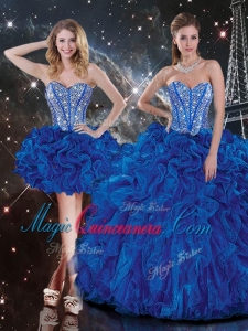 New Style Sweetheart Detachable Beading Quinceanera Dresses in Blue