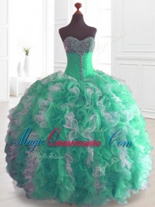 Custom Made Ball Gown Sweet 16 Dresses with Beading and Ruffles