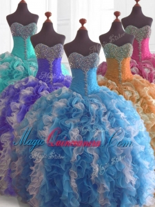 Custom Made Beading and Ruffles Quinceanera Dresses in Multi Color
