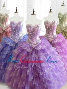 Custom Made Multi Color Sweetheart Quinceanera Dresses with Beading and Ruffles