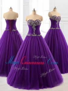 In Stock Beading A Line Sweet 16 Dresses in Purple