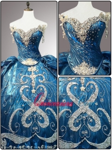 In Stock Sweetheart Beading Teal Quinceanera Dresses for 2016