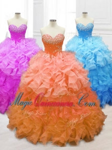 In Stock Sweetheart Quinceanera Gowns with Beading and Ruffles