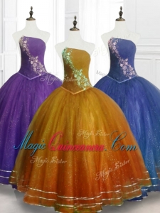 In Stock Ball Gown Strapless Organza Quinceanera Dresses with Beading