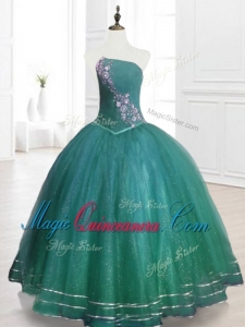 In Stock Strapless Beading Quinceanera Dresses in Dark Green