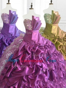 In Stock Strapless Pick Ups Quinceanera Dresses with Sequins and Ruffles