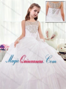 Beautiful Scoop White Little Girl Pageant Dresses with Beading