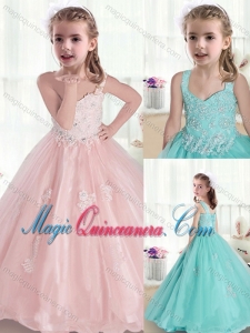Beautiful Straps Little Girl Pageant Dresses with Appliques and Beading