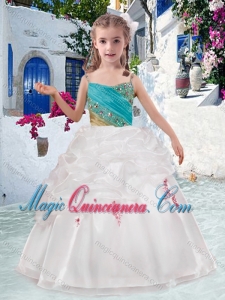Beautiful Spaghetti Straps Little Girl Pageant Dresses with Appliques and Bubles