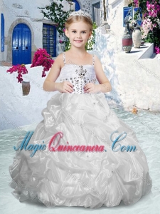 Beautiful Spaghetti Straps Little Girl Pageant Dresses with Beading and Bubles