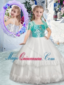 Customized Spaghetti Straps Little Girl Pageant Dresses with Beading and Lace