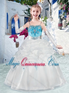 Latest Spaghetti Straps Little Girl Pageant Dresses with Appliques and Bubles