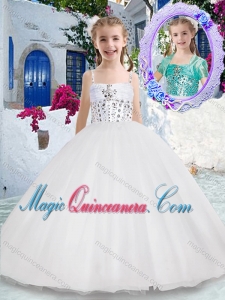 Luxurious Spaghetti Straps Ball Gown Little Girl Pageant Dresses with Beading
