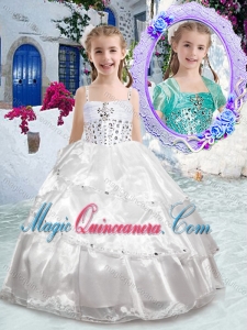 Pretty Spaghetti Straps Ball Gown Beading Little Girl Pageant Dresses