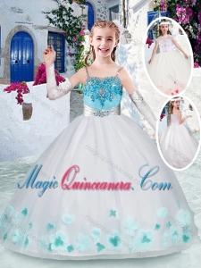 Classical White Little Girl Pageant Dresses with Appliques and Beading