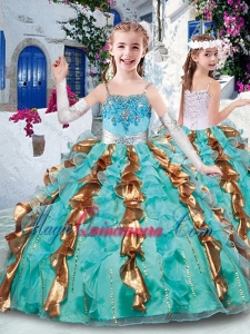 Customized Ball Gown Appliques and Ruffles Little Girl Pageant Dresses for Party