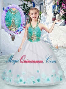 Elegant Halter Top Little Girl Pageant Dresses with Appliques and Beading